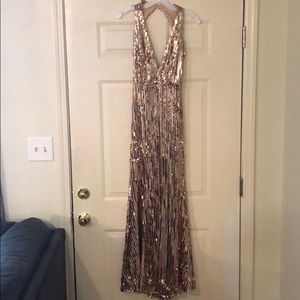 Gold sequin formal dress